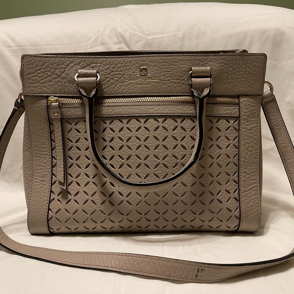 Silvery Cream Leather shoulder bag